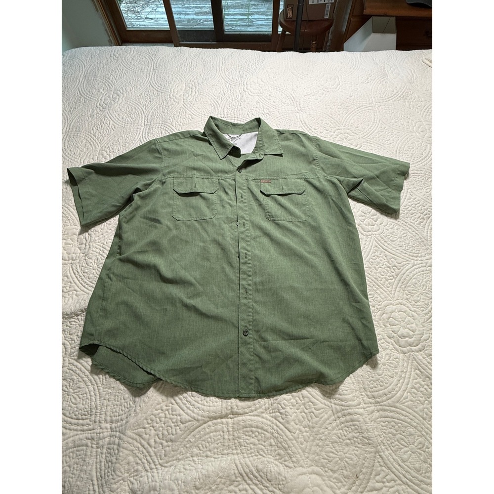 Orvis Fishing Shirt Mens XXL Green Short Sleeve Button Down Mesh Lined Utility